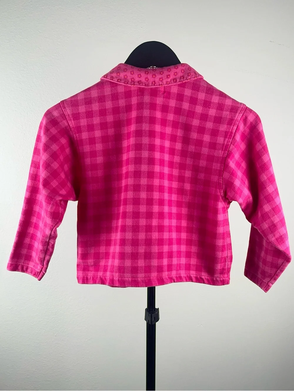 Gymboree (XL) 1990s Pink Plaid Gingham Zip-Up Rainbow Tag Vintage Jacket